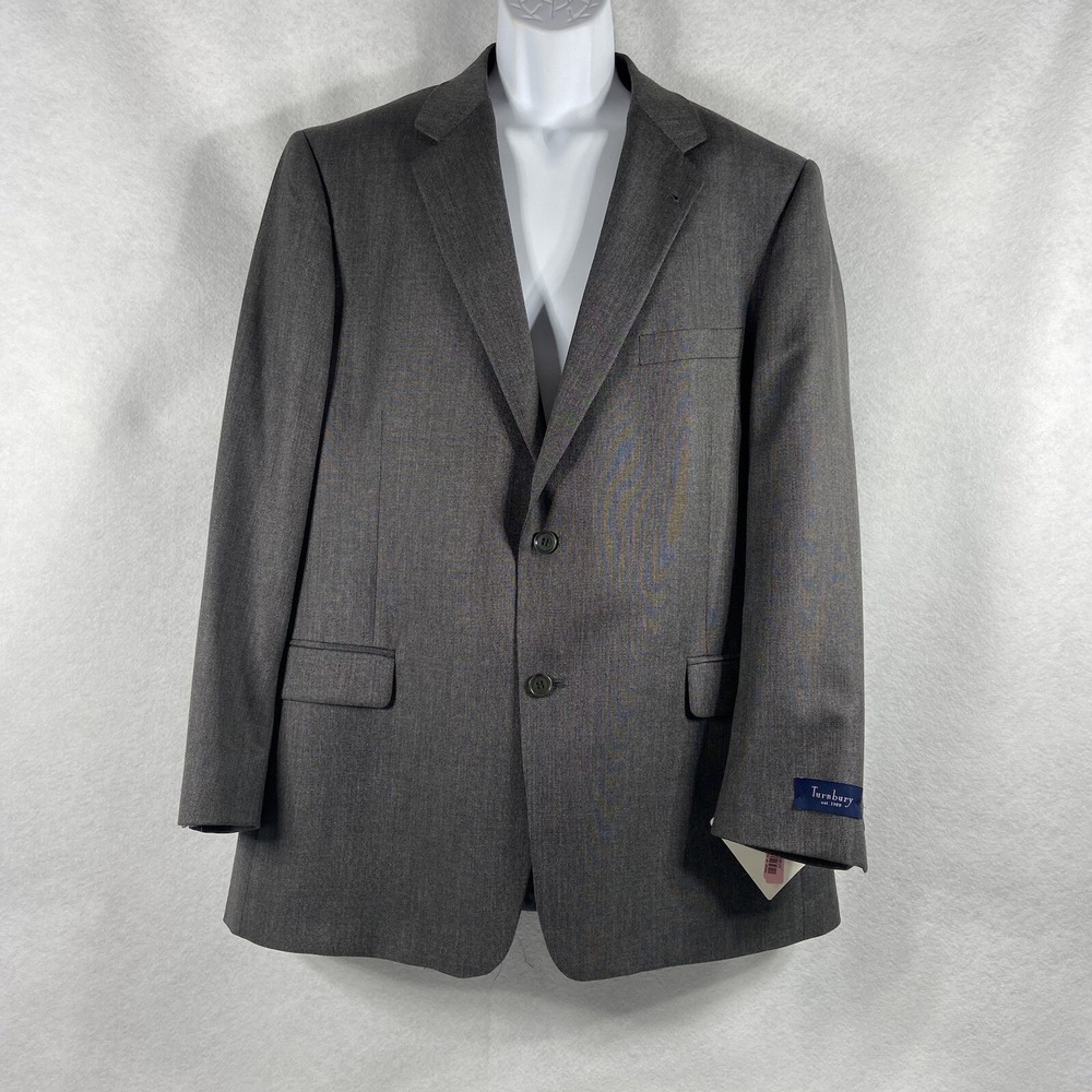 Turnbury Jacket Mens 48R Gray Blazer Sport Coat Silk Wool Blend New